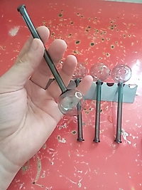 Cam Pipo Renkli Yeşil Yağ Brülörü Orta