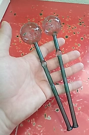 Cam Yağ Brülörü Renkli İşlemeli 20Cm Yeşil